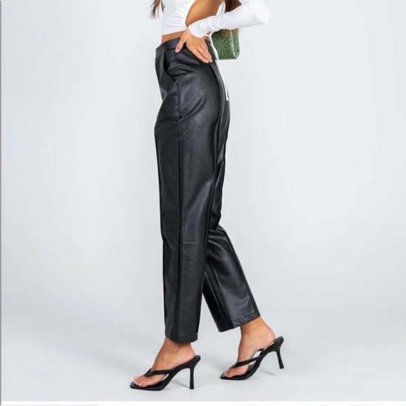 NWT Princess Polly Encore Faux Leather Pants Black 2 - Picture 3 of 9